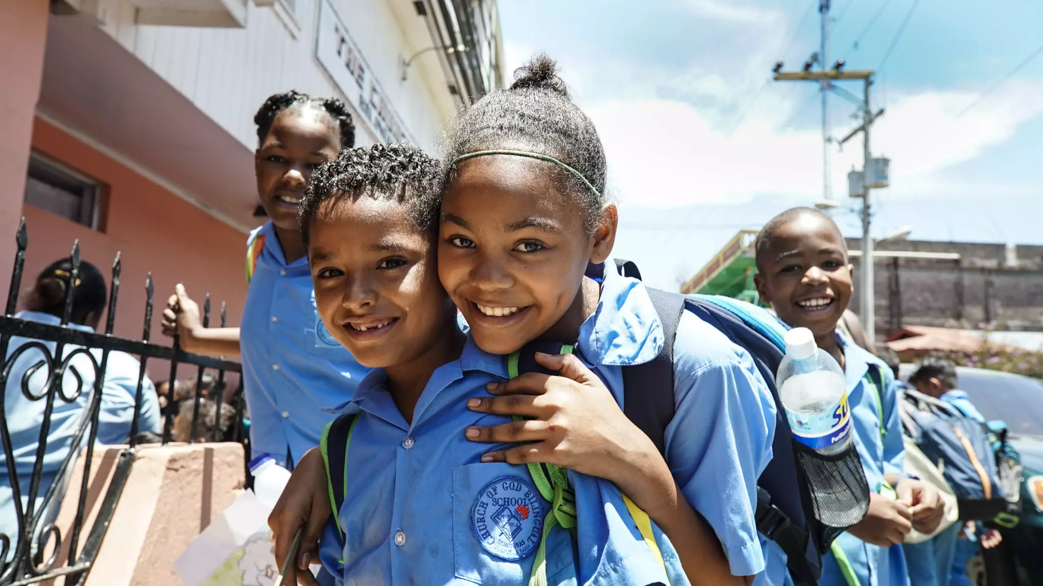 Two school aged students in Roatan Honduras